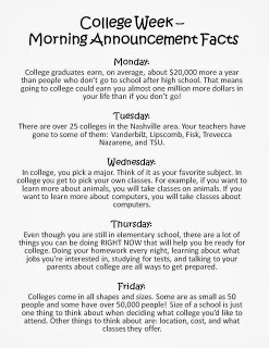 Elementary College Awareness Facts Morning Announcements The Responsive Counselor