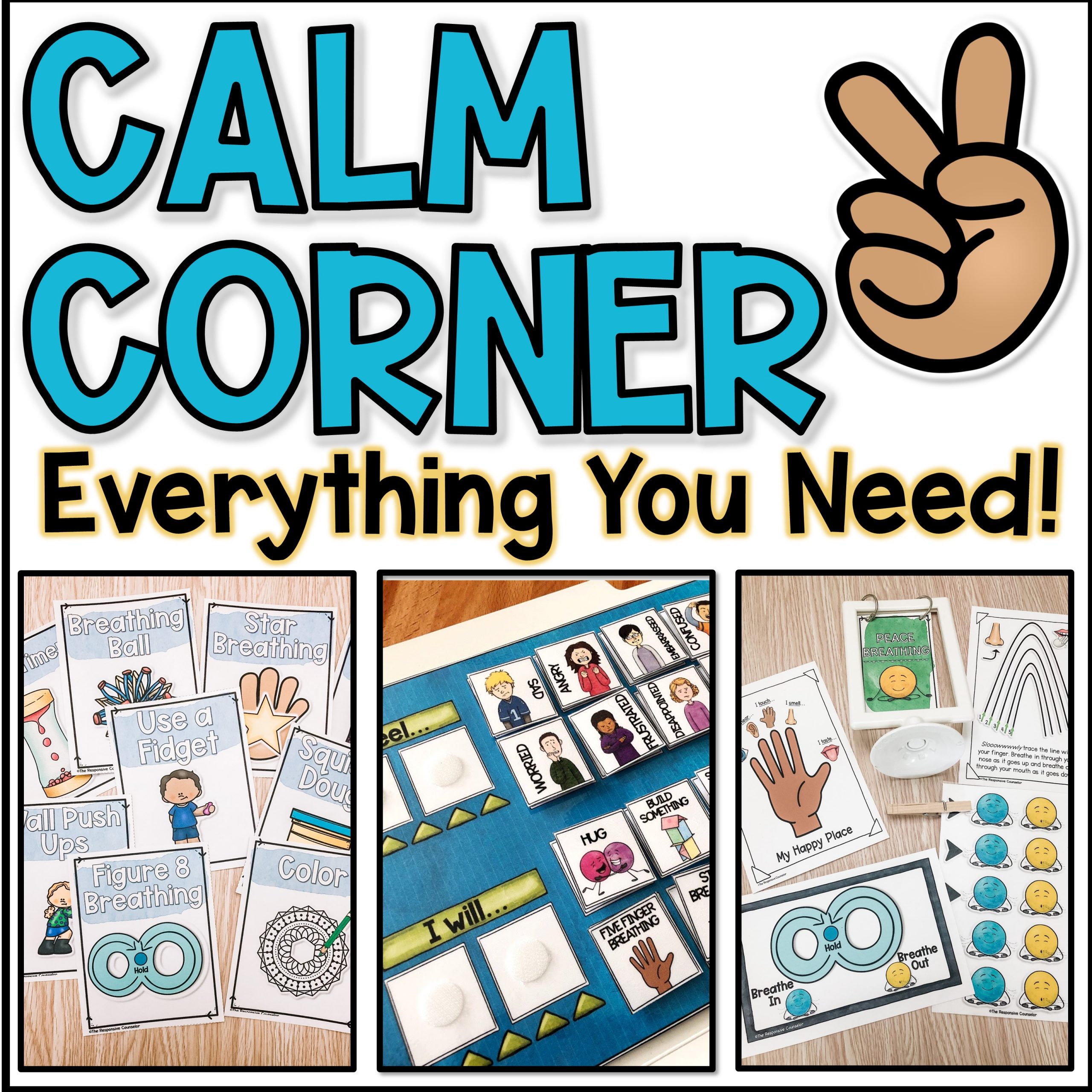 Calm Down Corner Lesson, Centers, Visuals, and Lapbook for Regulation