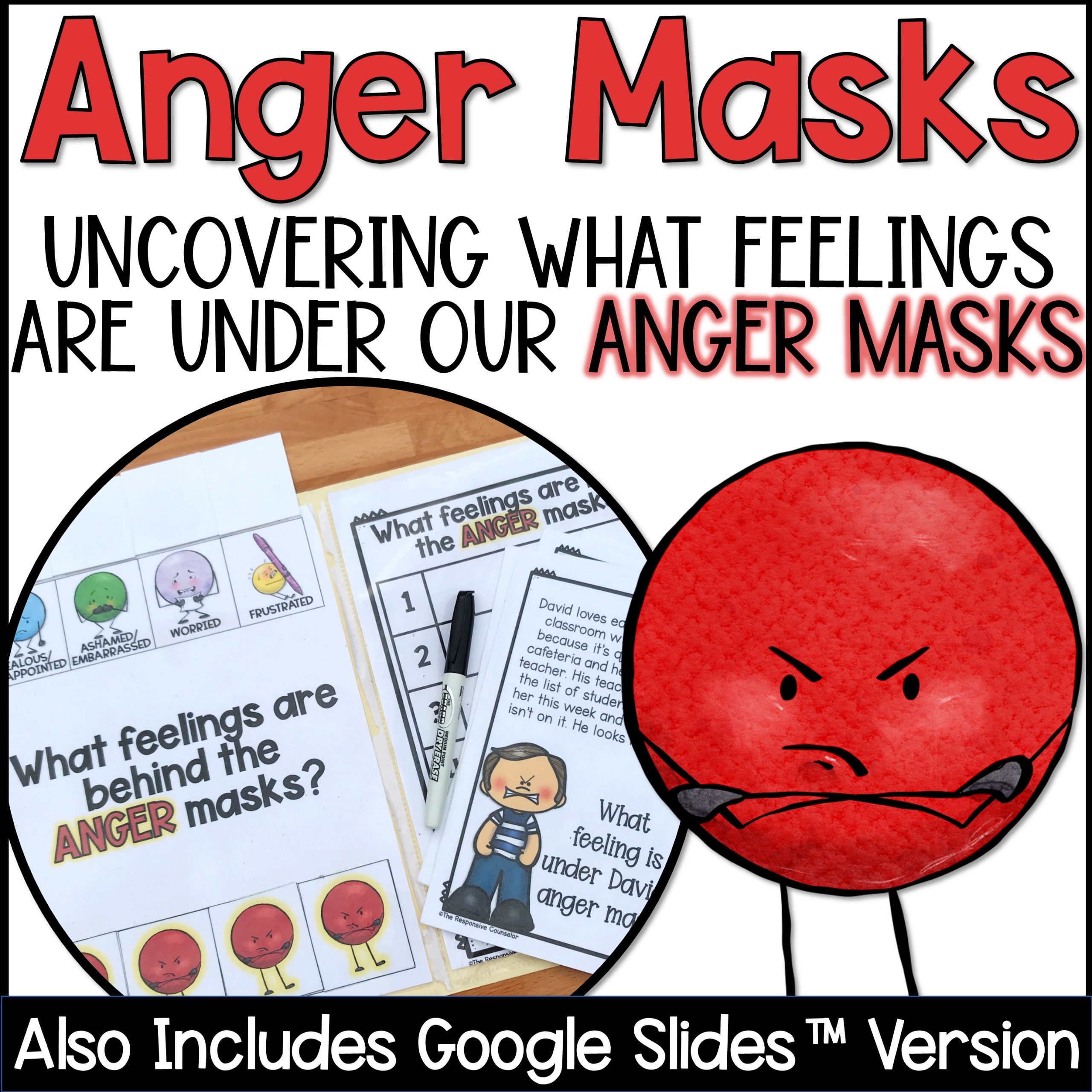 What's under your anger mask? Feelings Activity In Person or Google Slides (TM)
