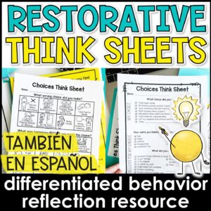 Restorative Practices Behavior Reflection Sheets
