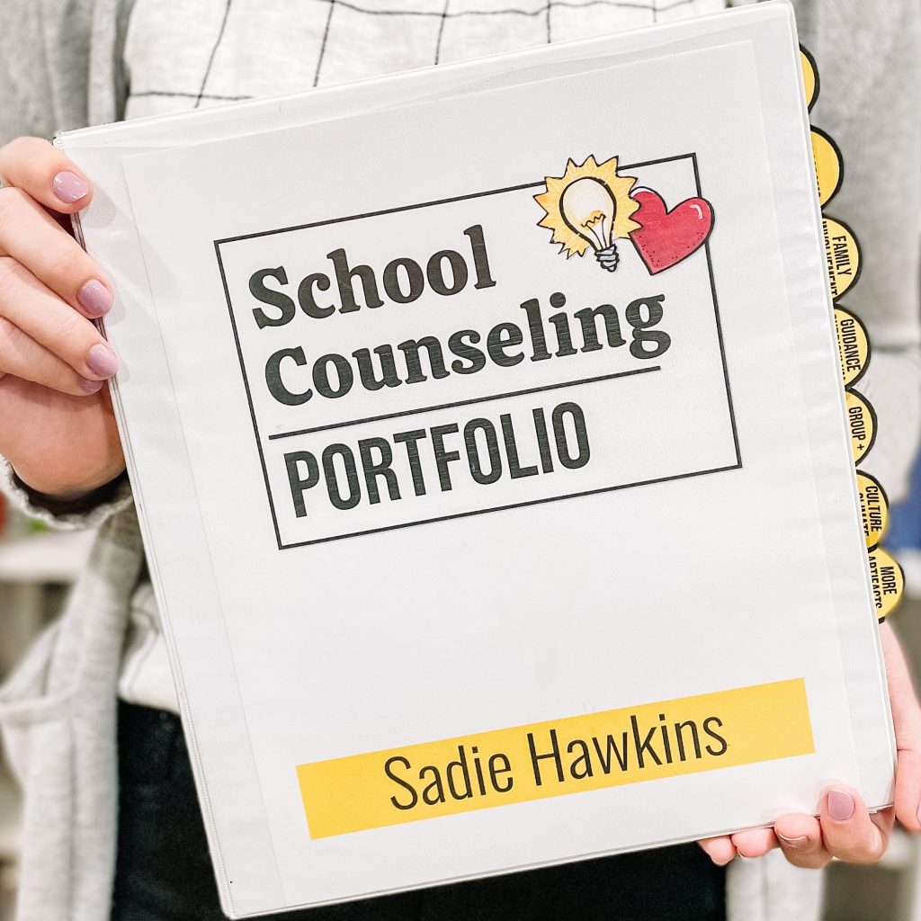 front cover of a school counseling portfolio for interviews