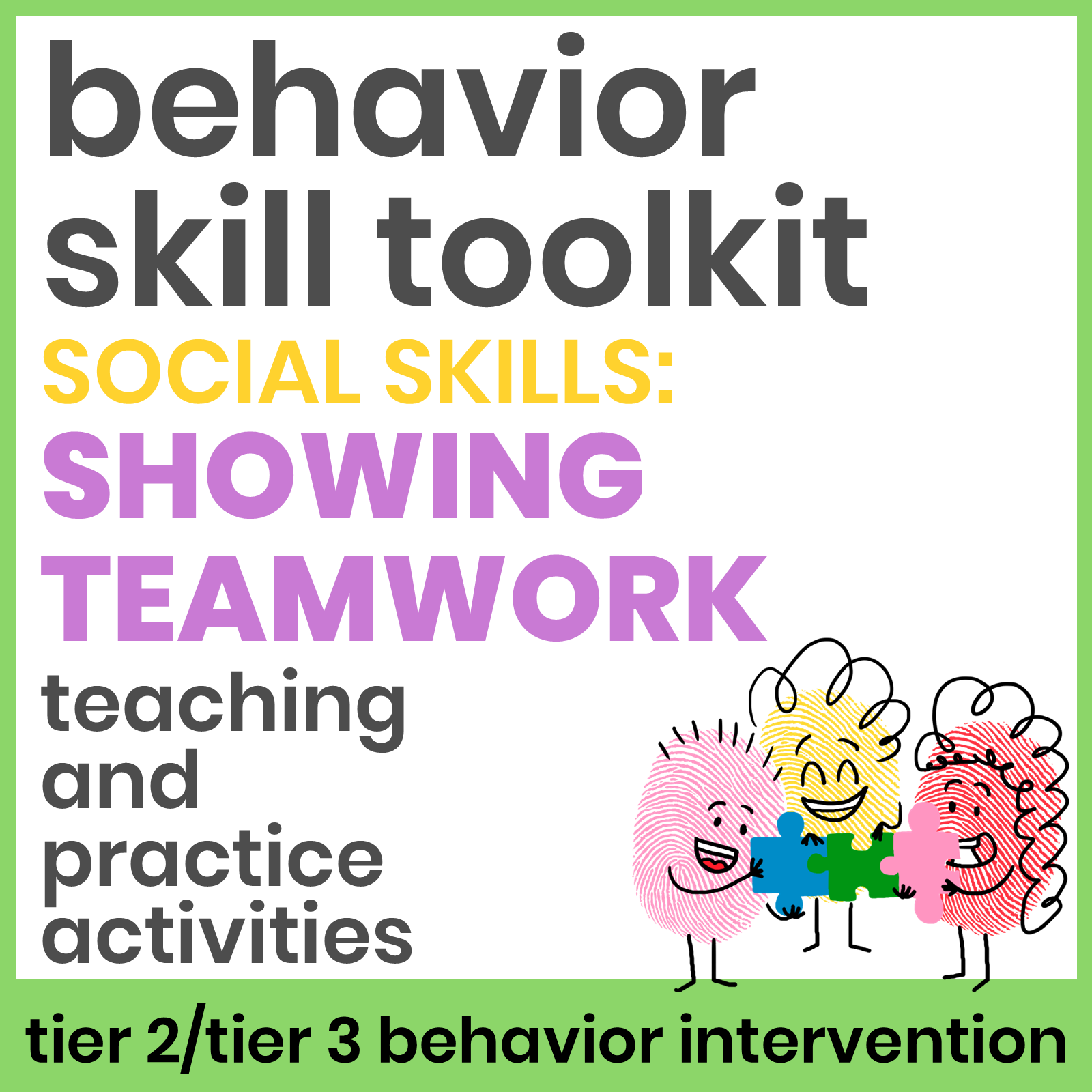 Teamwork Social Skills Behavior Intervention Activities