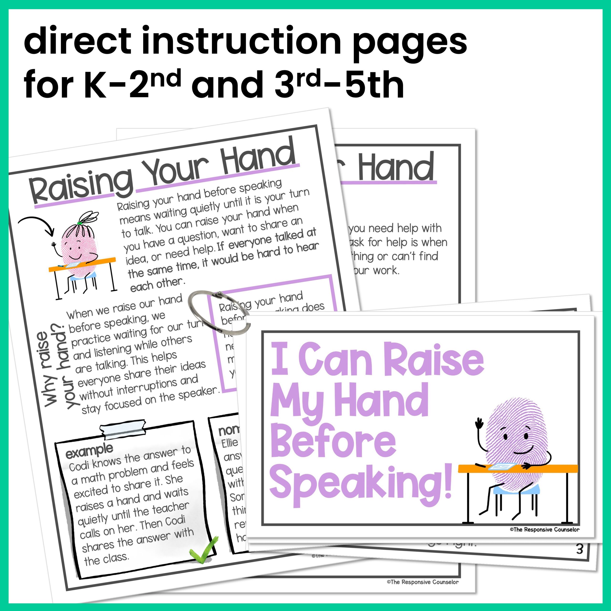 Raise Hand Before Speaking Behavior Skills Behavior Intervention Activities - Image 2