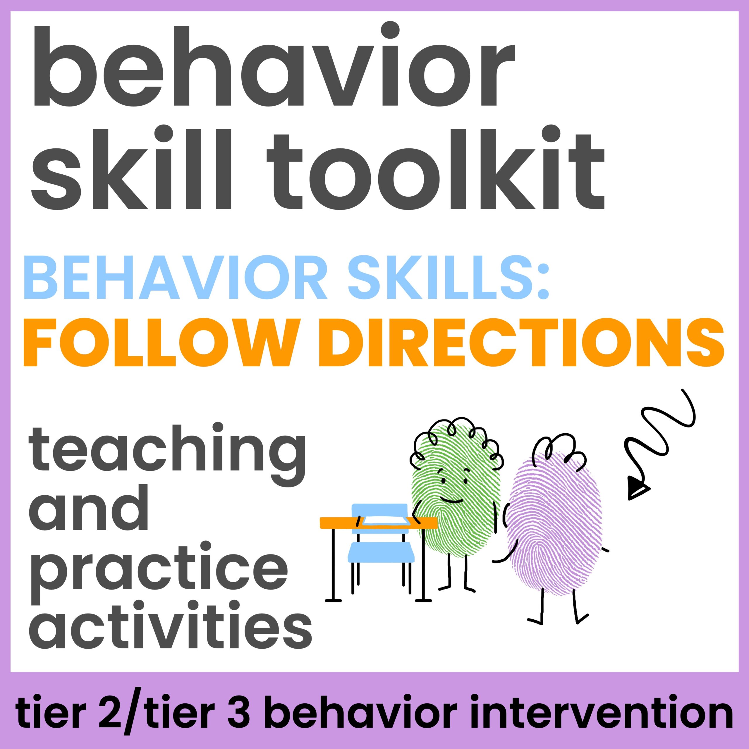 Follow Directions Behavior Skills Behavior Intervention Activities